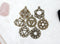 Set of 7, bronze yoga charm, seven chakra charm, 30mm, 1 set.